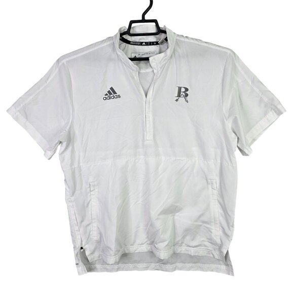Mens Adidas White Athletic Pullover Shirt 1/4 Zip 100% Polyester Short Sleeve M - Picture 1 of 10